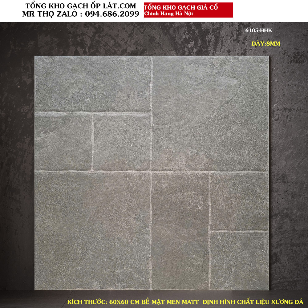 Gạch lát nền giả cổ lát sân 60x60 cm 6105